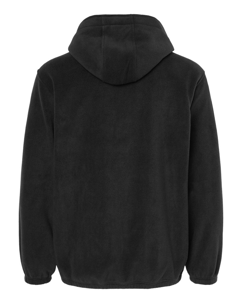 Men's Polar Fleece Quarter-Zip Hooded Pullover - Back - B16986503 - Black