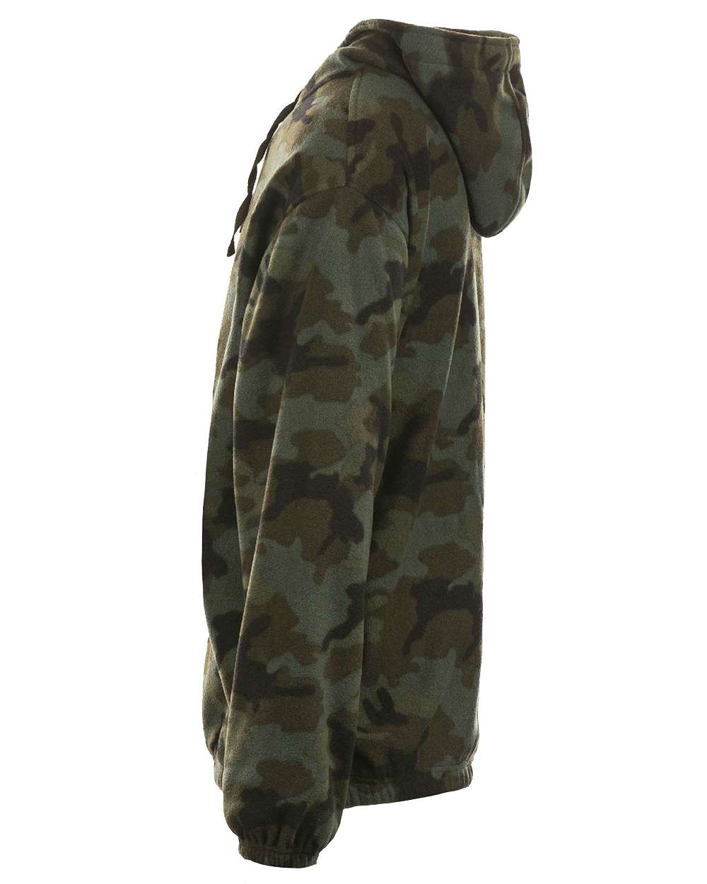 Men's Polar Fleece Quarter-Zip Hooded Pullover - DirectSide - B16986543 - Green Camo