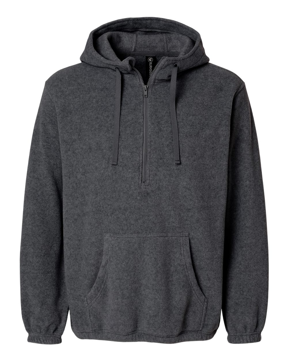 Men's Polar Fleece Quarter-Zip Hooded Pullover - Front - B16986093 - Heather Charcoal