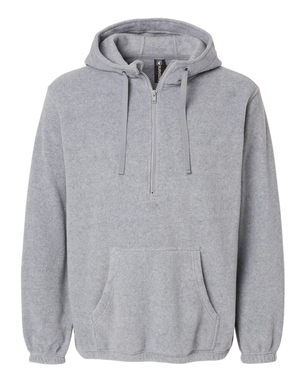 Men's Polar Fleece Quarter-Zip Hooded Pullover - Front - B16986103 - Heather Grey