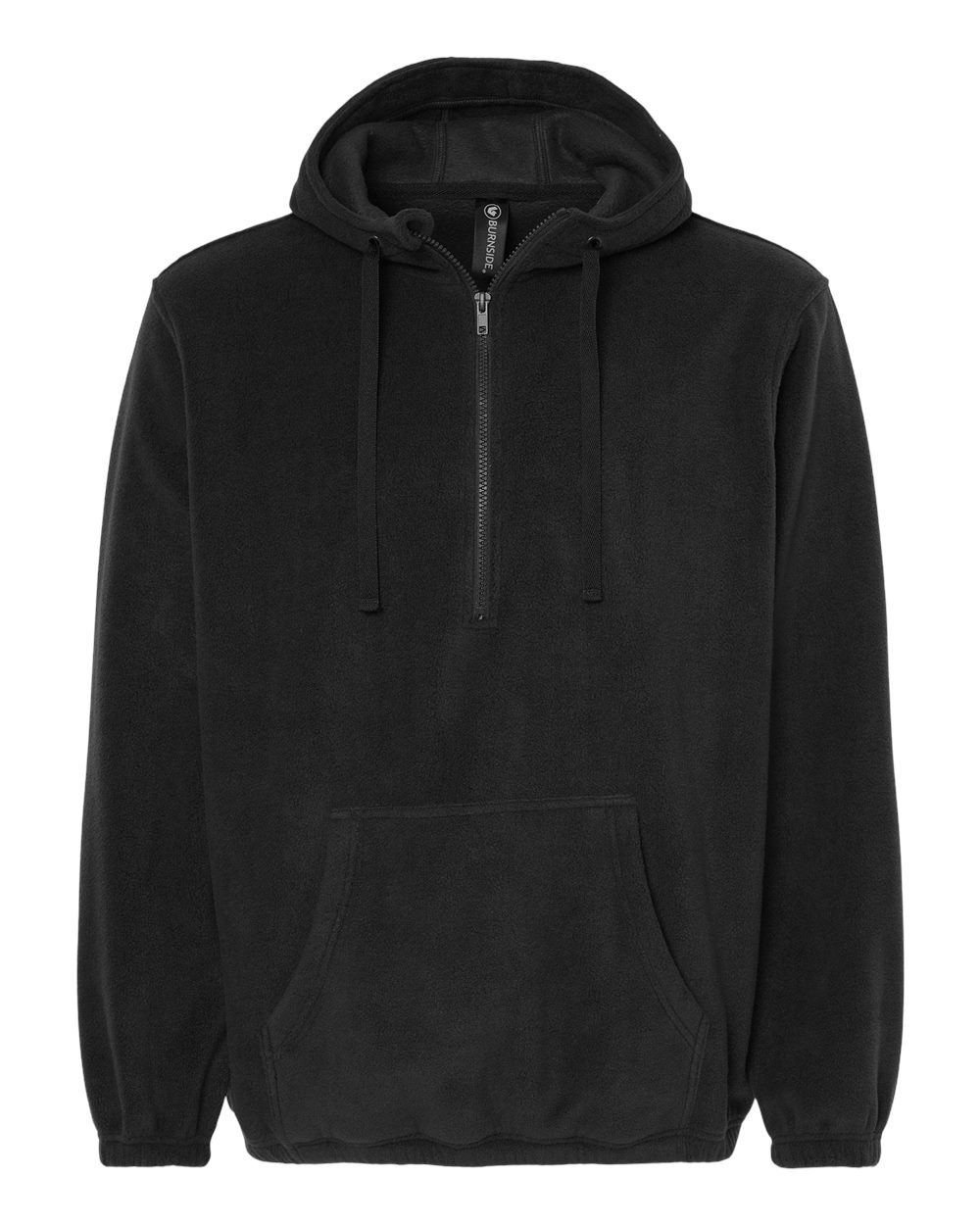 Men's Polar Fleece Quarter-Zip Hooded Pullover - Front - B16986503 - Black