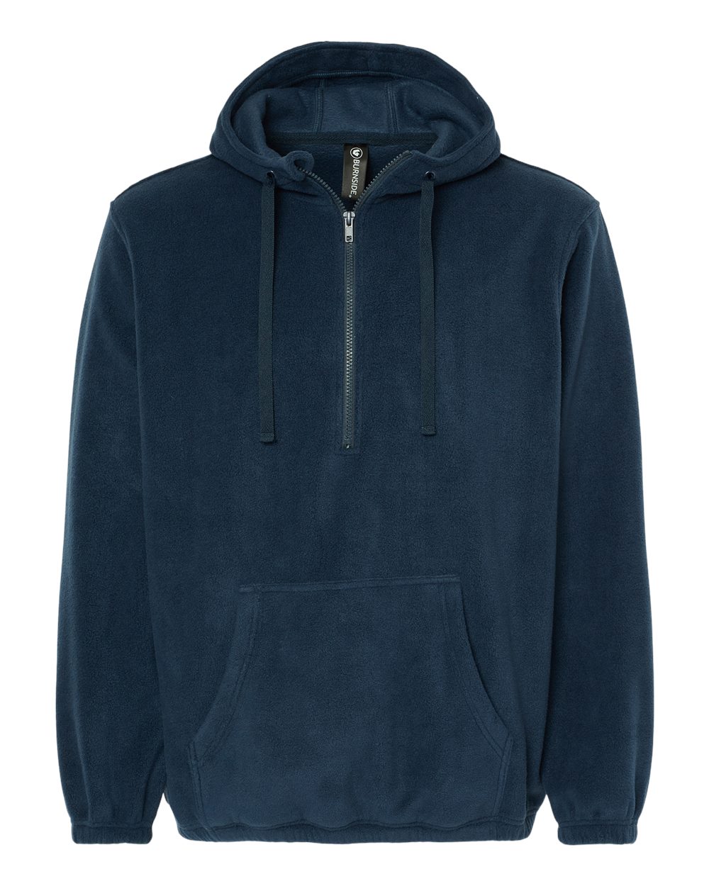 Men's Polar Fleece Quarter-Zip Hooded Pullover - Front - B16986653 - Navy