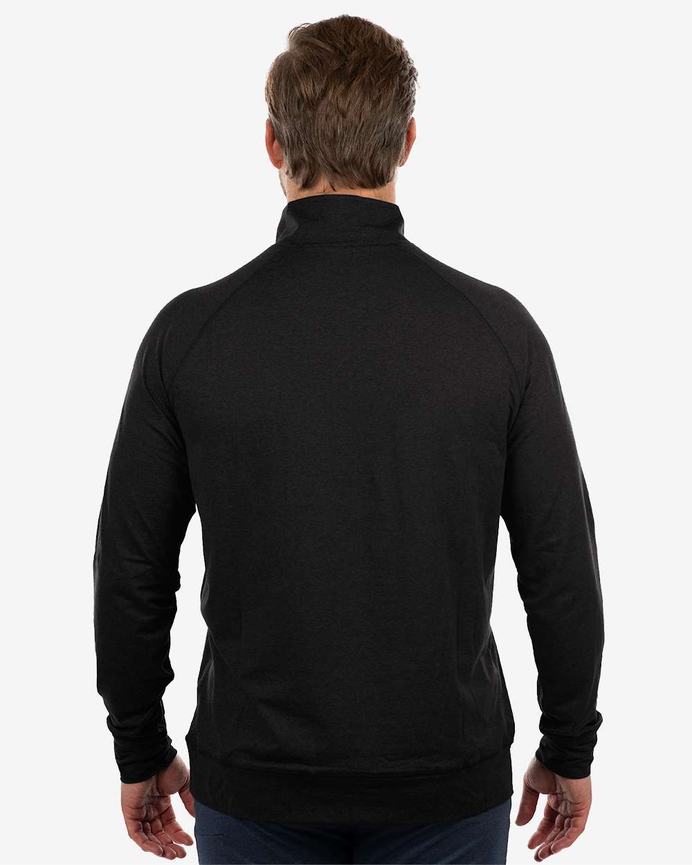 Men's Dawn to Dusk Quarter-Zip Pullover - OnModelBack - B00886503 - Heather Black