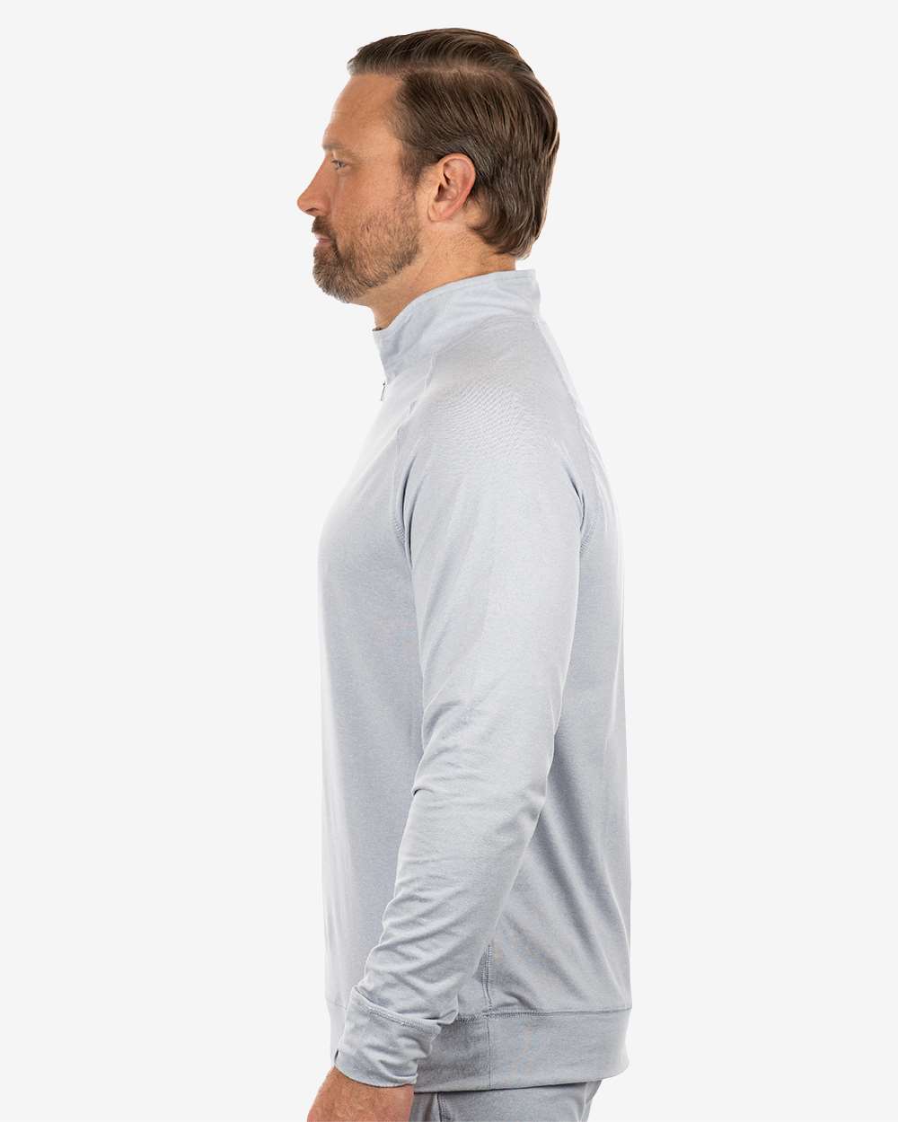Men's Dawn to Dusk Quarter-Zip Pullover - OnModelSide - B00886093 - Heather Light Grey