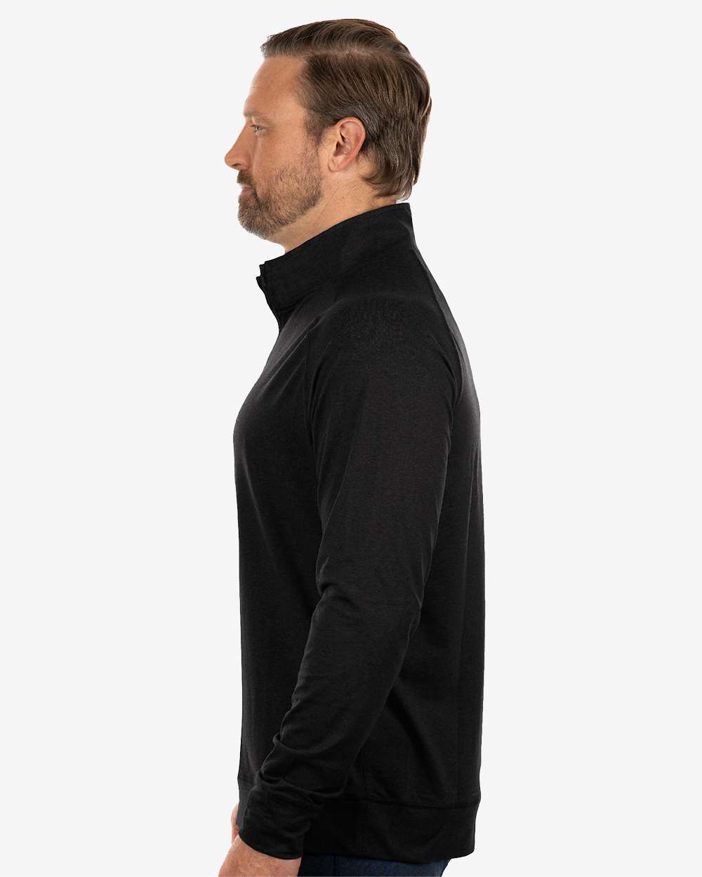 Men's Dawn to Dusk Quarter-Zip Pullover - OnModelSide - B00886503 - Heather Black