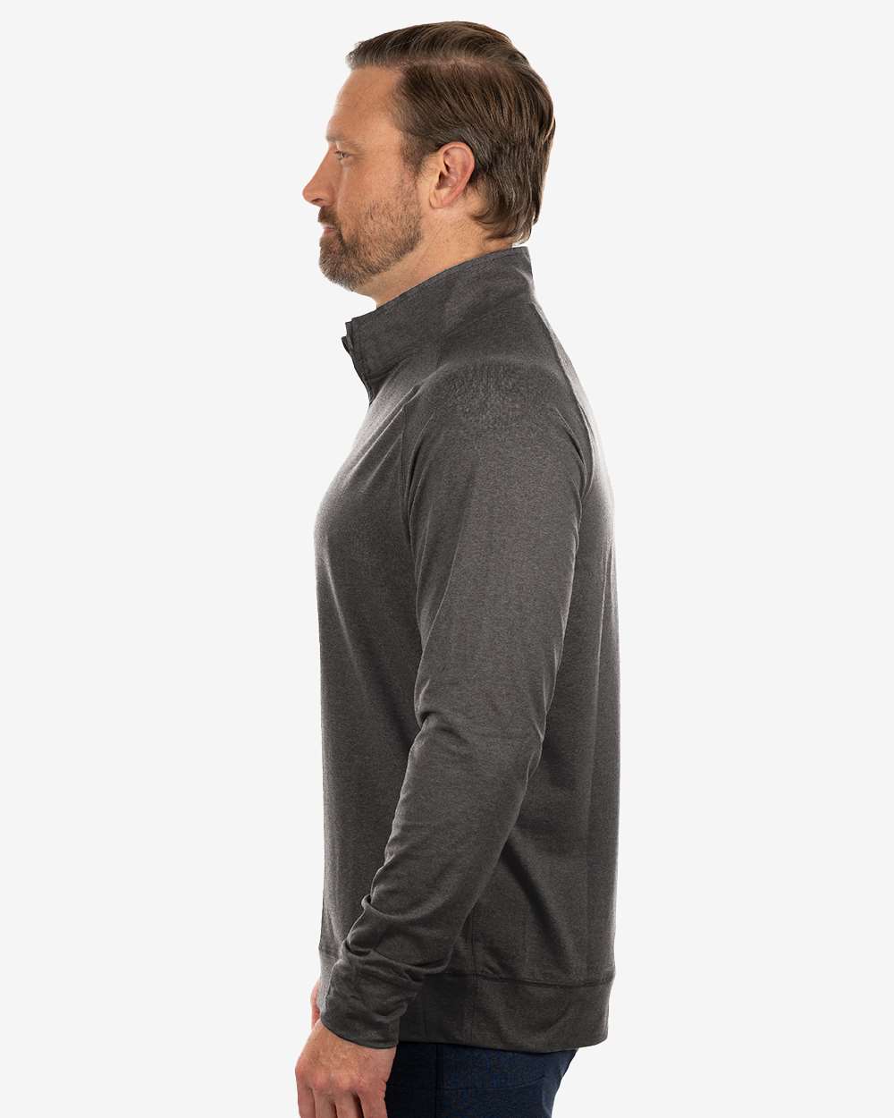 Men's Dawn to Dusk Quarter-Zip Pullover - OnModelSide - B00886583 - Heather Charcoal
