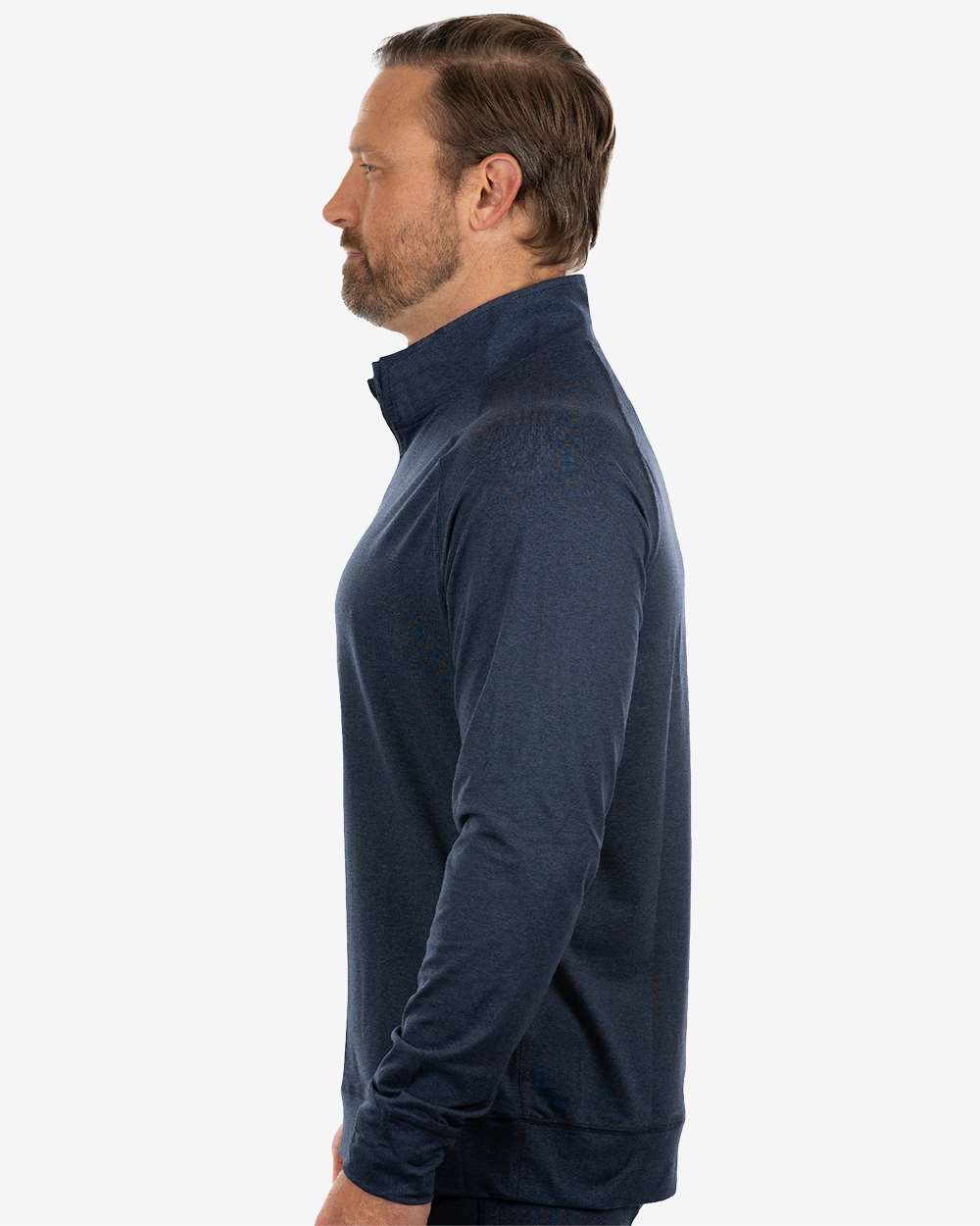 Men's Dawn to Dusk Quarter-Zip Pullover - OnModelSide - B00886653 - Heather Ink Blue
