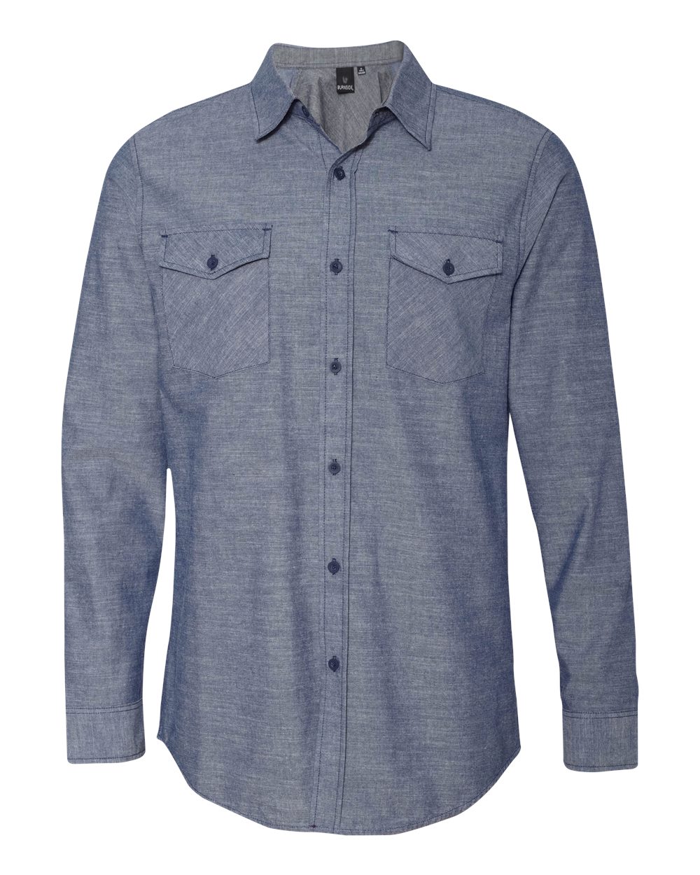 Men's Chambray Shirt - Front - B16486683 - Light Denim