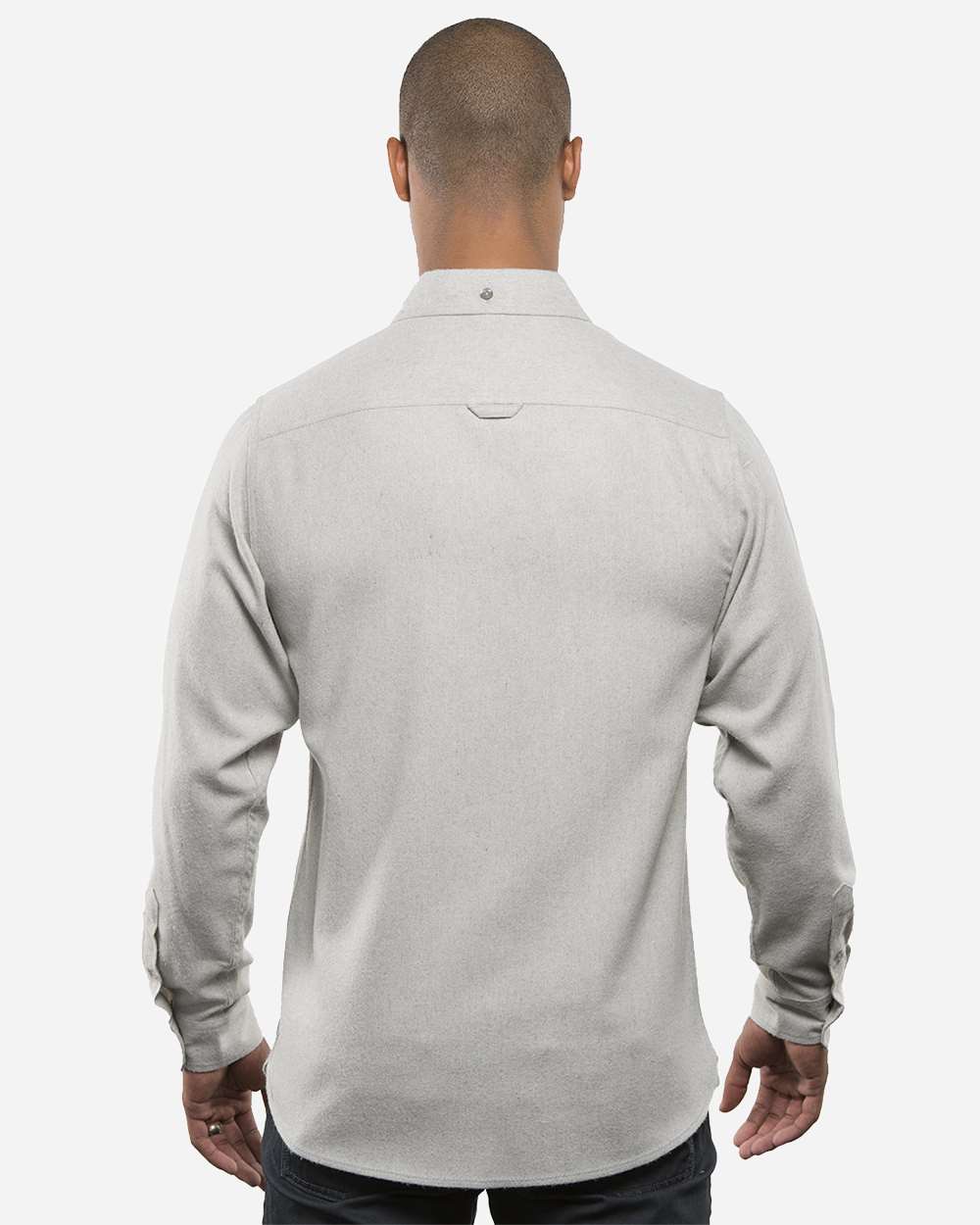 Men's Solid Flannel Shirt - OnModelBack - B13686733 - Stone