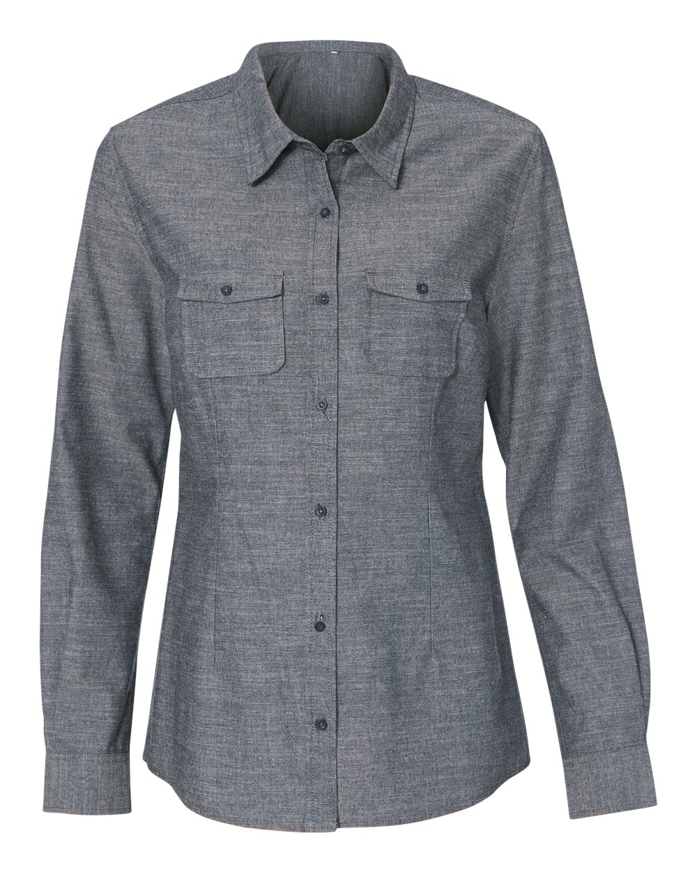 Women's Chambray Shirt - Front - B82586653 - Dark Denim