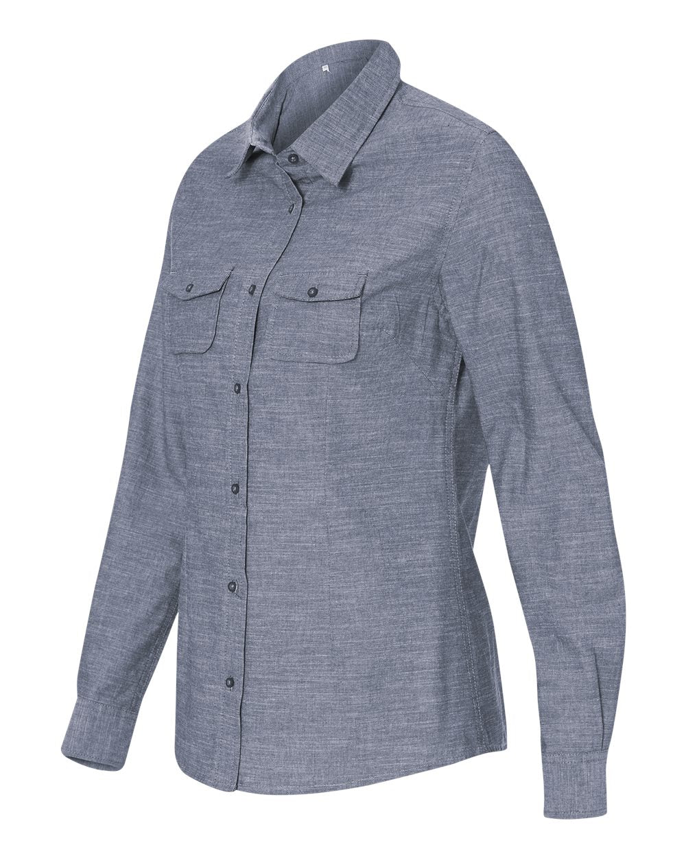Women's Chambray Shirt - Side - B82586683 - Light Denim