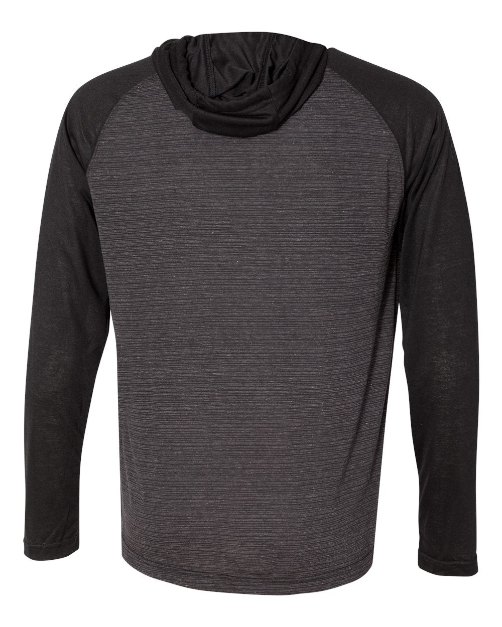 Unisex Yarn-Dyed Hooded Raglan T-Shirt - Back - B12386503 - Striated Black/ Solid Black