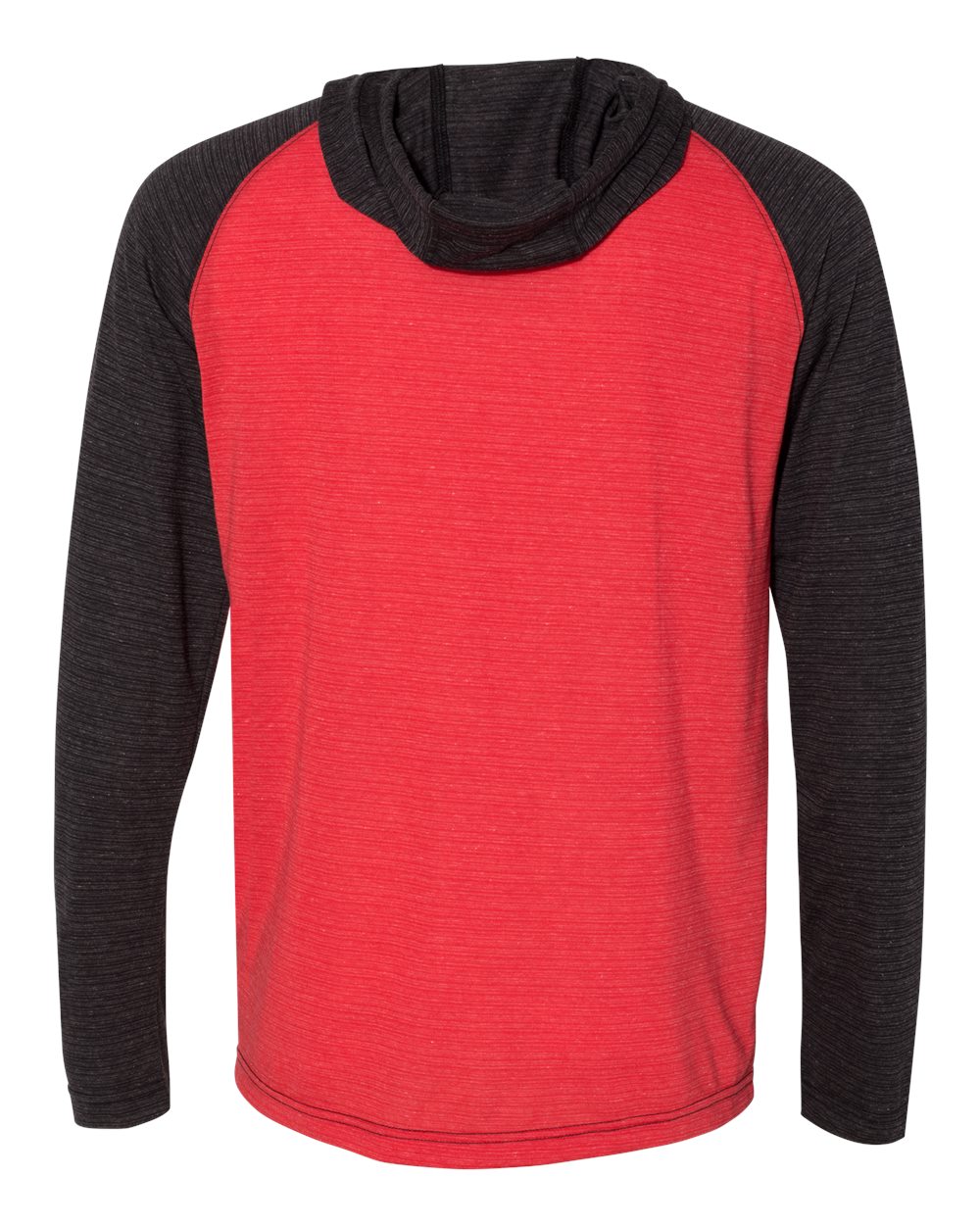 Unisex Yarn-Dyed Hooded Raglan T-Shirt - Back - B12386703 - Striated Red/ Striated Black