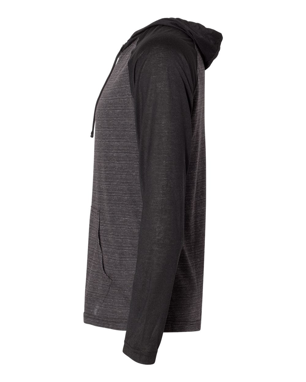 Unisex Yarn-Dyed Hooded Raglan T-Shirt - DirectSide - B12386503 - Striated Black/ Solid Black