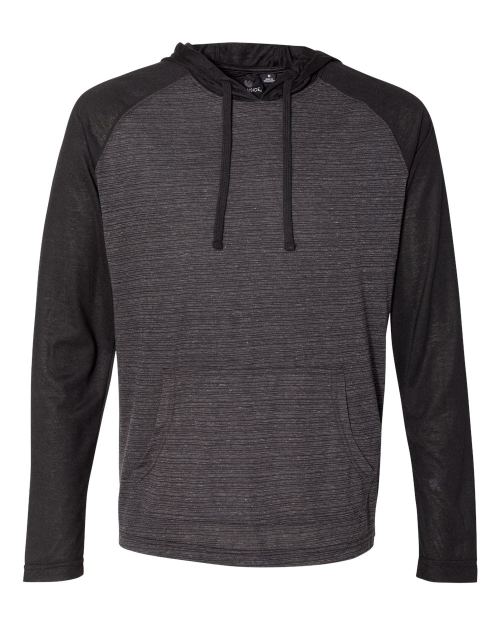 Unisex Yarn-Dyed Hooded Raglan T-Shirt - Front - B12386503 - Striated Black/ Solid Black