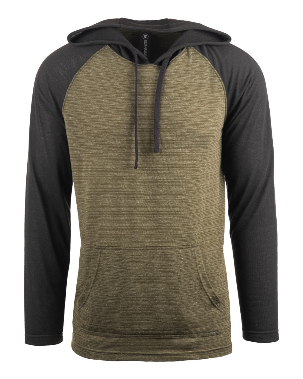 Unisex Yarn-Dyed Hooded Raglan T-Shirt - Front - B12386543 - Army/ Black
