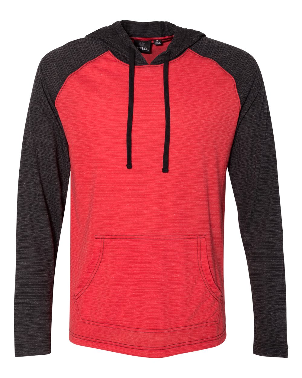 Unisex Yarn-Dyed Hooded Raglan T-Shirt - Front - B12386703 - Striated Red/ Striated Black