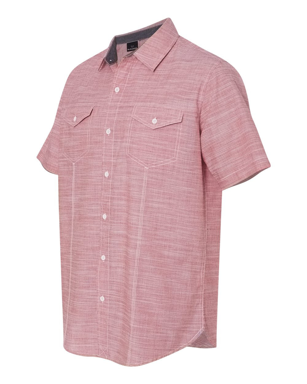 Men's Textured Solid Short Sleeve Shirt - Side - B16286703 - Red
