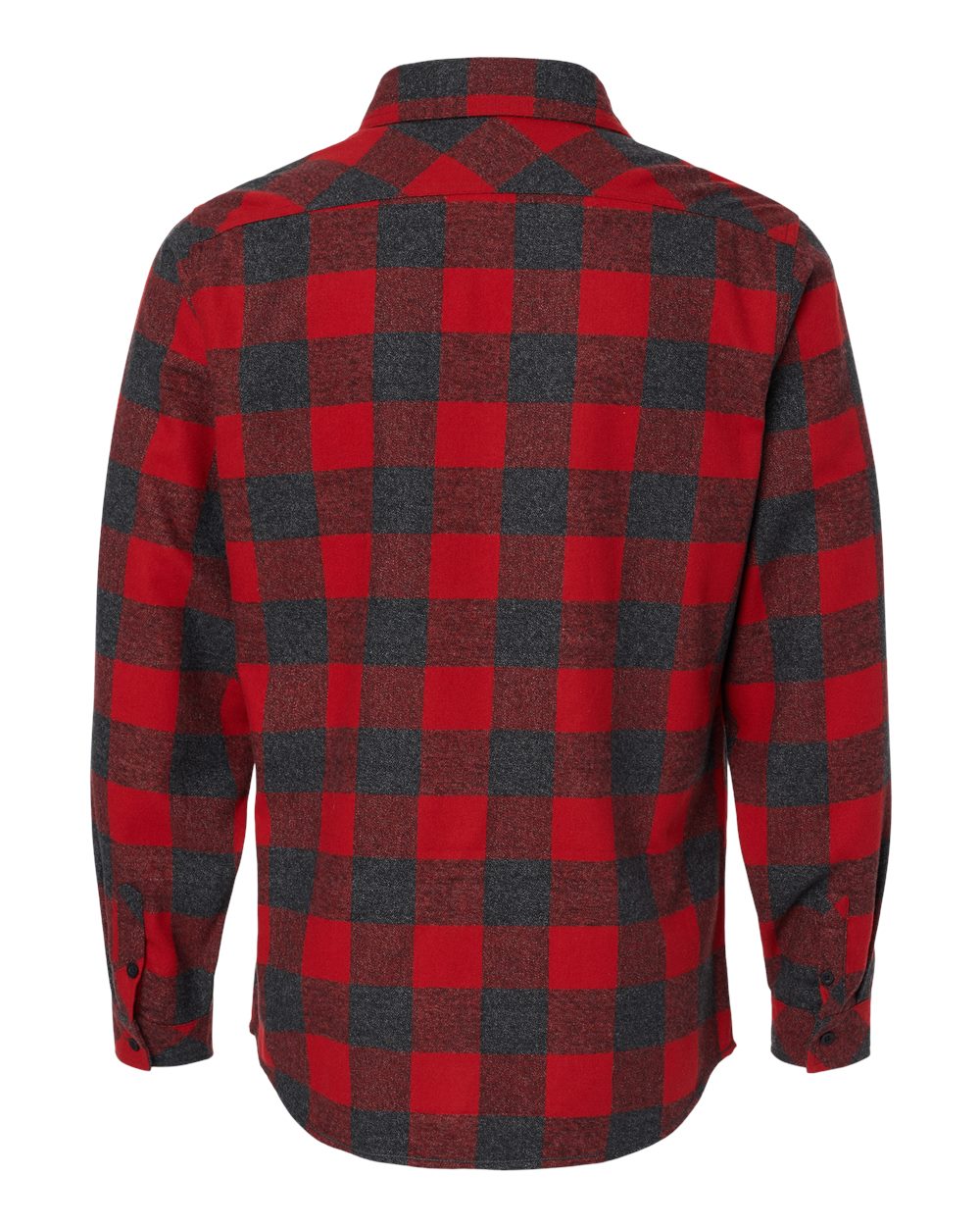 Men's Open Pocket Flannel Shirt - Back - B14786103 - Red/ Heather Black