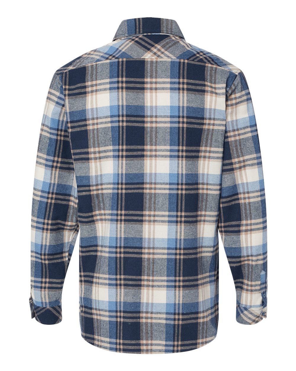 Men's Open Pocket Flannel Shirt - Back - B14786253 - Blue/ Ecru
