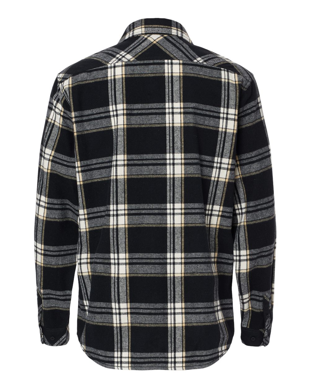 Men's Open Pocket Flannel Shirt - Back - B14786503 - Black/ Ecru