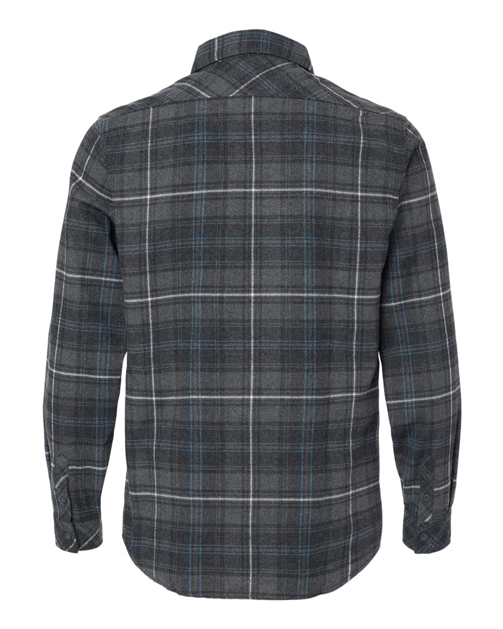 Men's Open Pocket Flannel Shirt - Back - B14786583 - Charcoal/ Blue