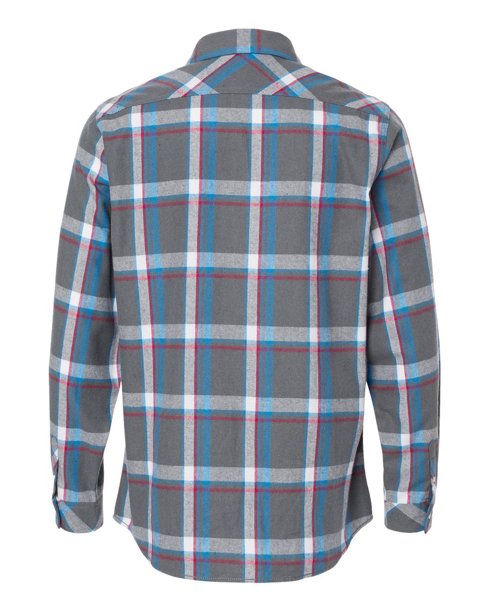 Men's Open Pocket Flannel Shirt - Back - B14786683 - Steel/ White