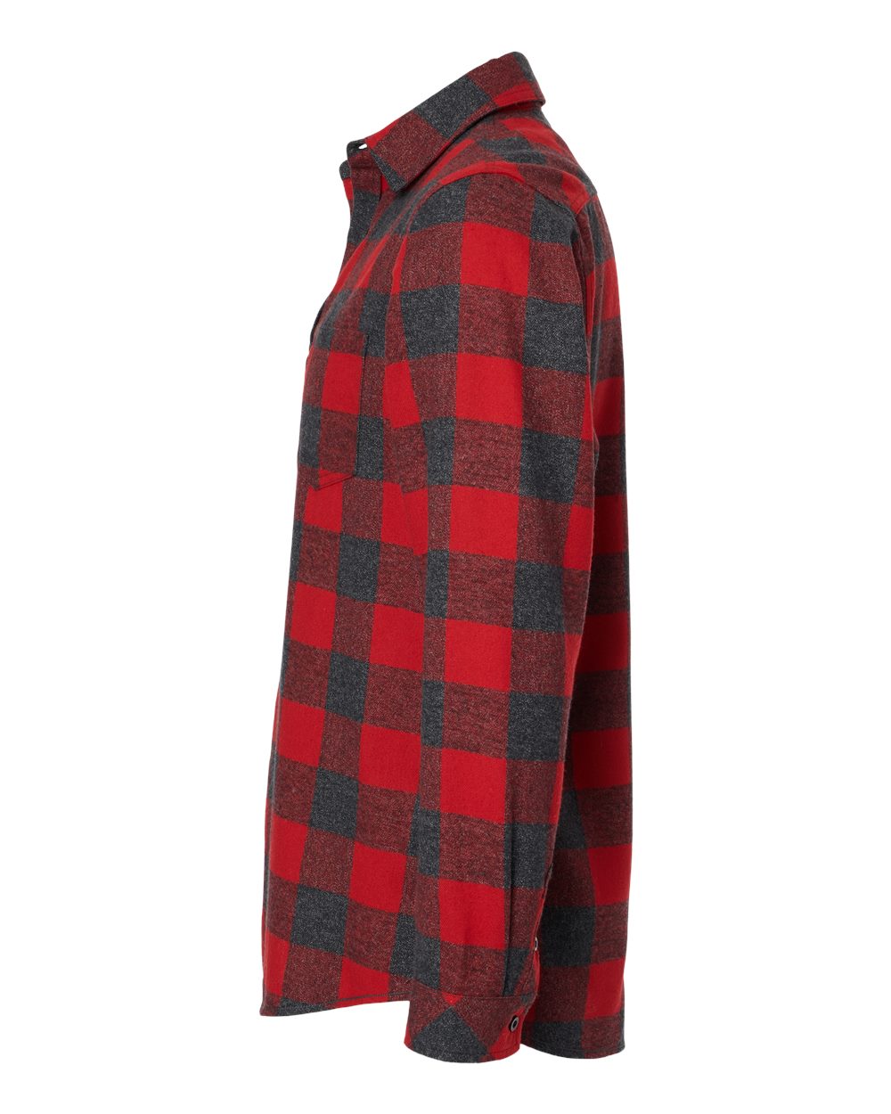 Men's Open Pocket Flannel Shirt - DirectSide - B14786103 - Red/ Heather Black