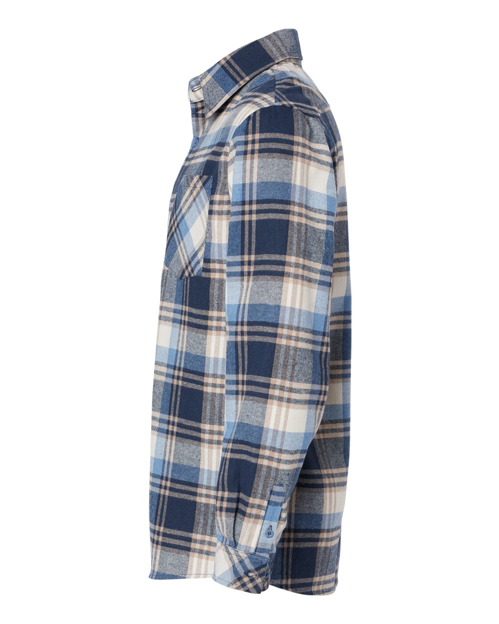 Men's Open Pocket Flannel Shirt - DirectSide - B14786253 - Blue/ Ecru