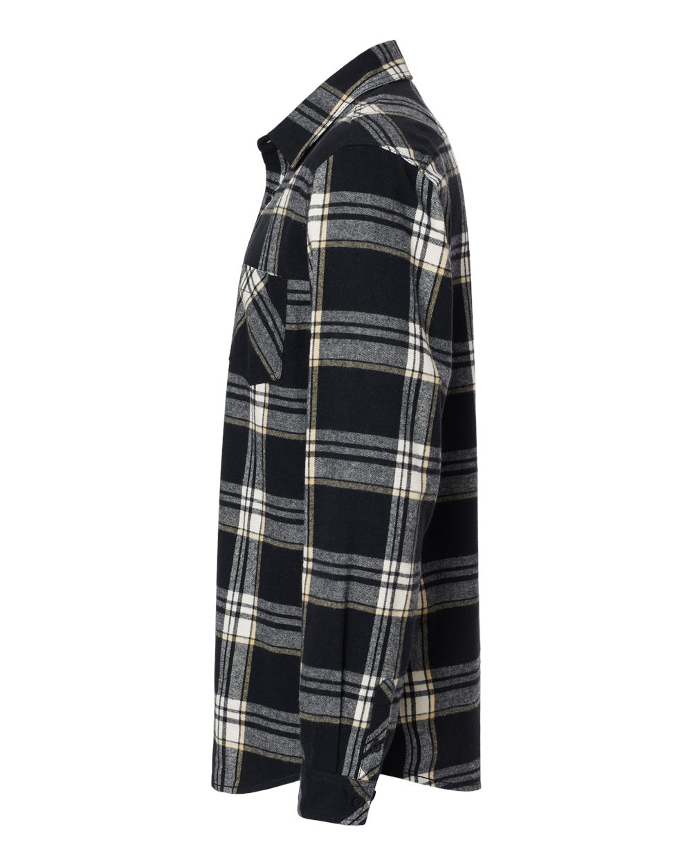 Men's Open Pocket Flannel Shirt - DirectSide - B14786503 - Black/ Ecru