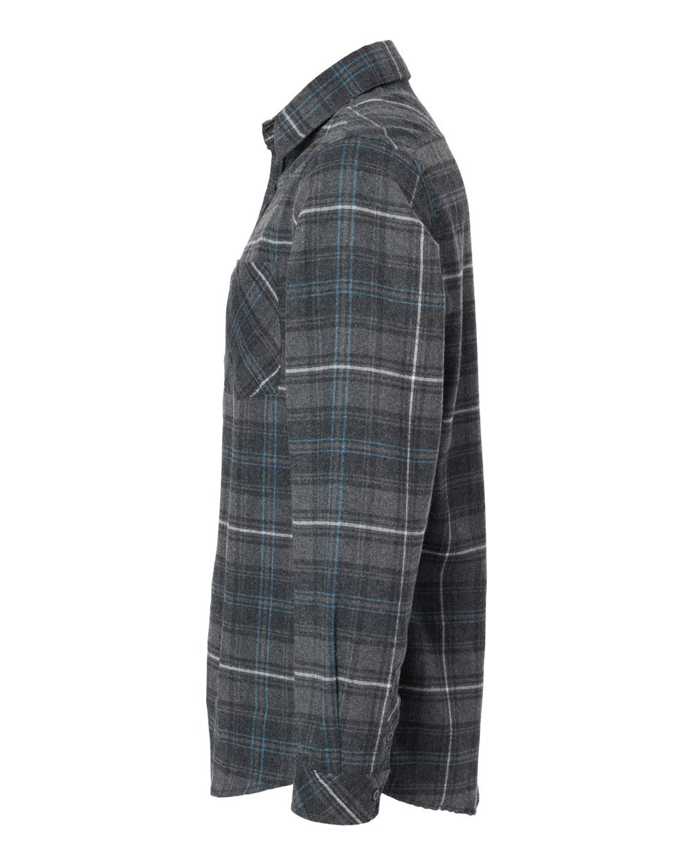 Men's Open Pocket Flannel Shirt - DirectSide - B14786583 - Charcoal/ Blue