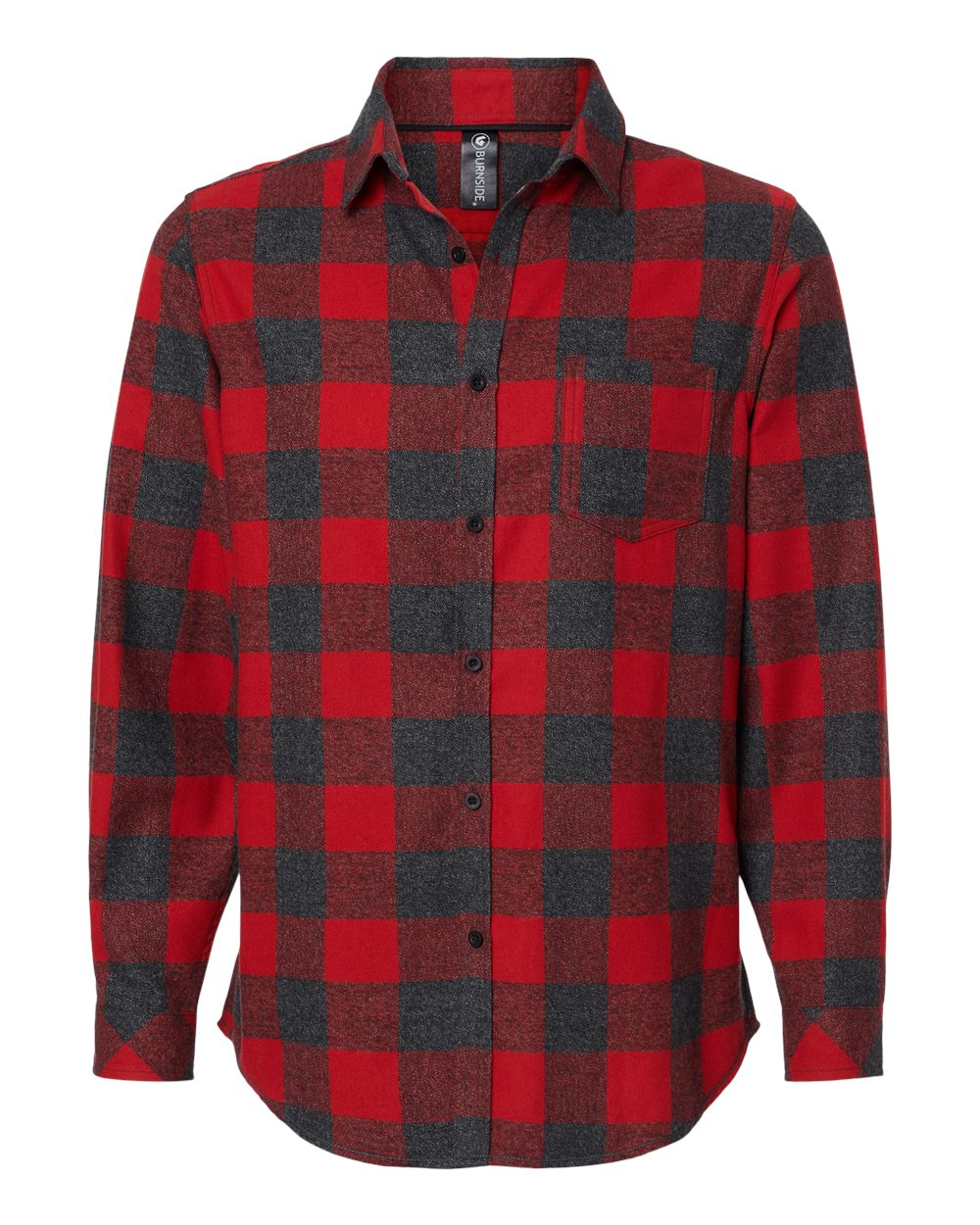 Men's Open Pocket Flannel Shirt - Front - B14786103 - Red/ Heather Black