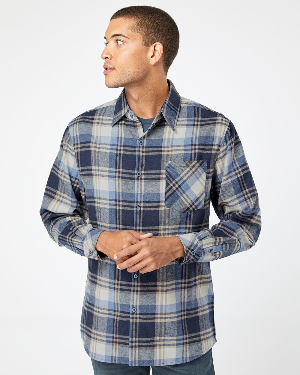 Men's Open Pocket Flannel Shirt - styleImage