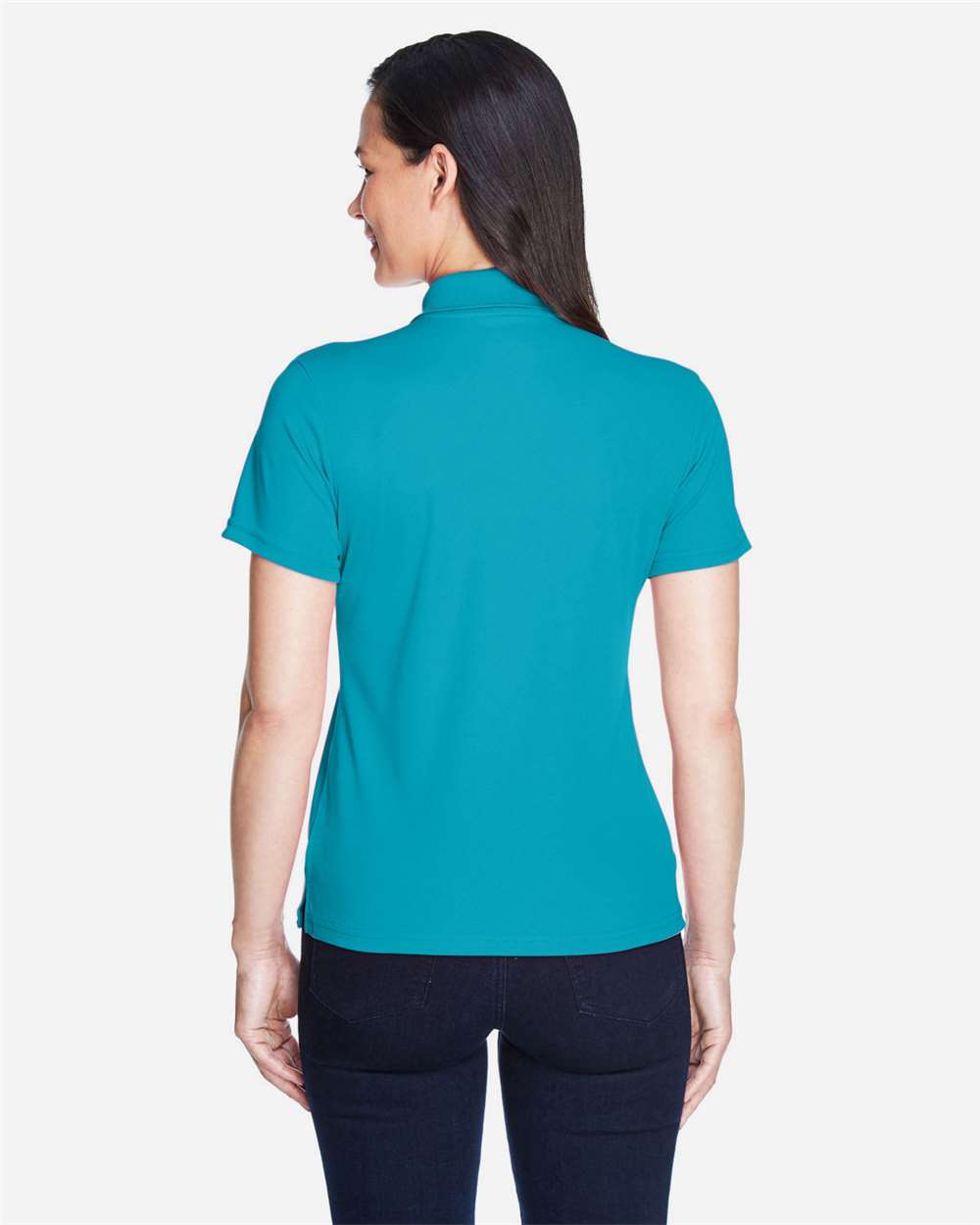 Women's Origin Performance Piqué Polo - OnModelBack - B205A7998 - Clear Teal