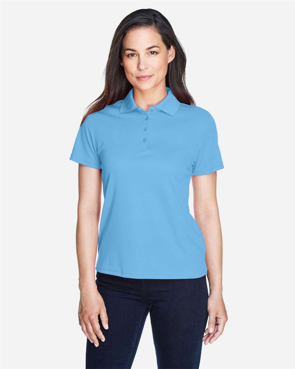 Women's Origin Performance Piqué Polo - OnModelFront - B205A7262 - Columbia Blue