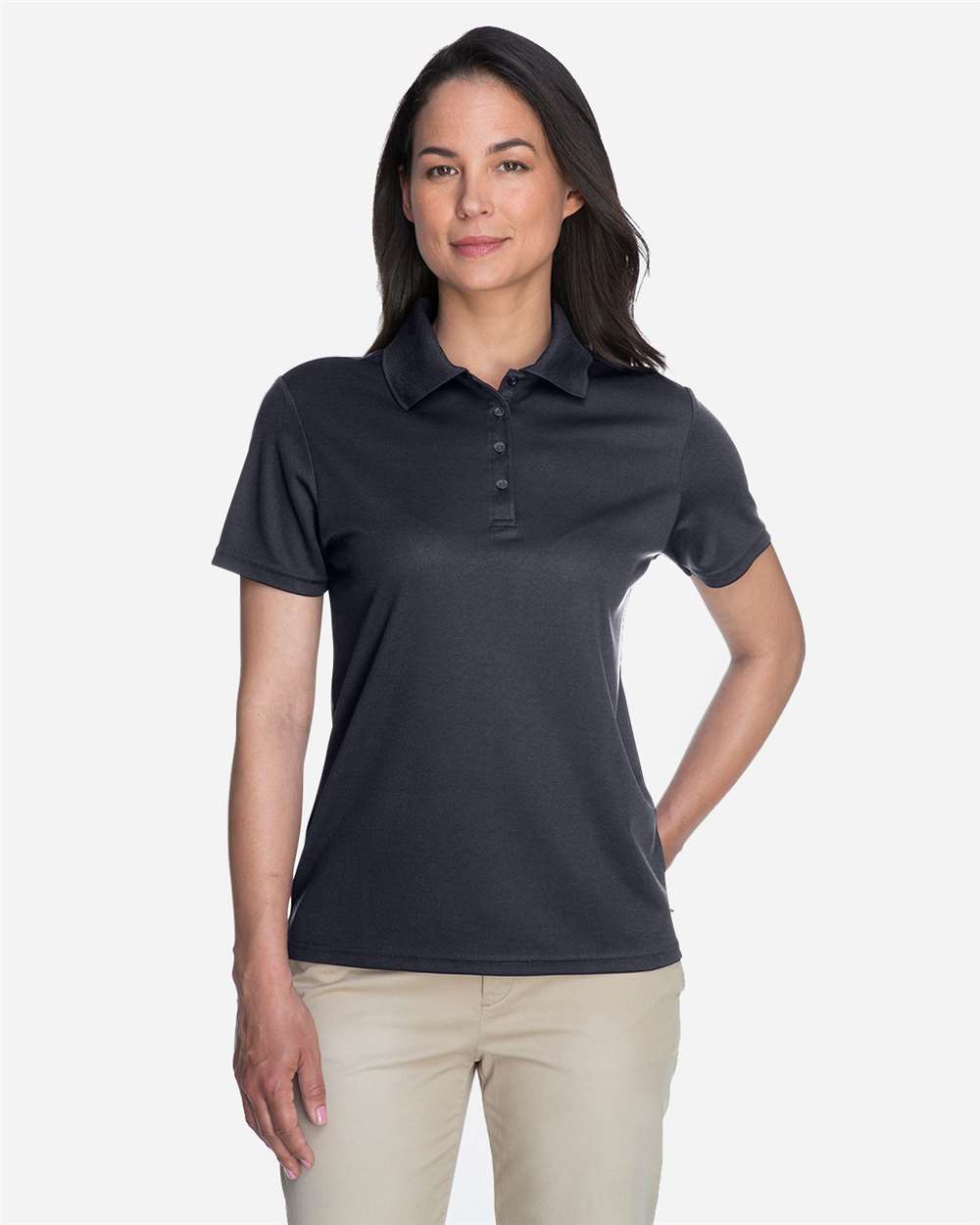 Women's Origin Performance Piqué Polo - OnModelFront - B205A7582 - Carbon