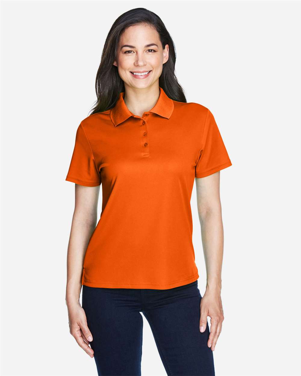 Women's Origin Performance Piqué Polo - OnModelFront - B205A7662 - Campus Orange