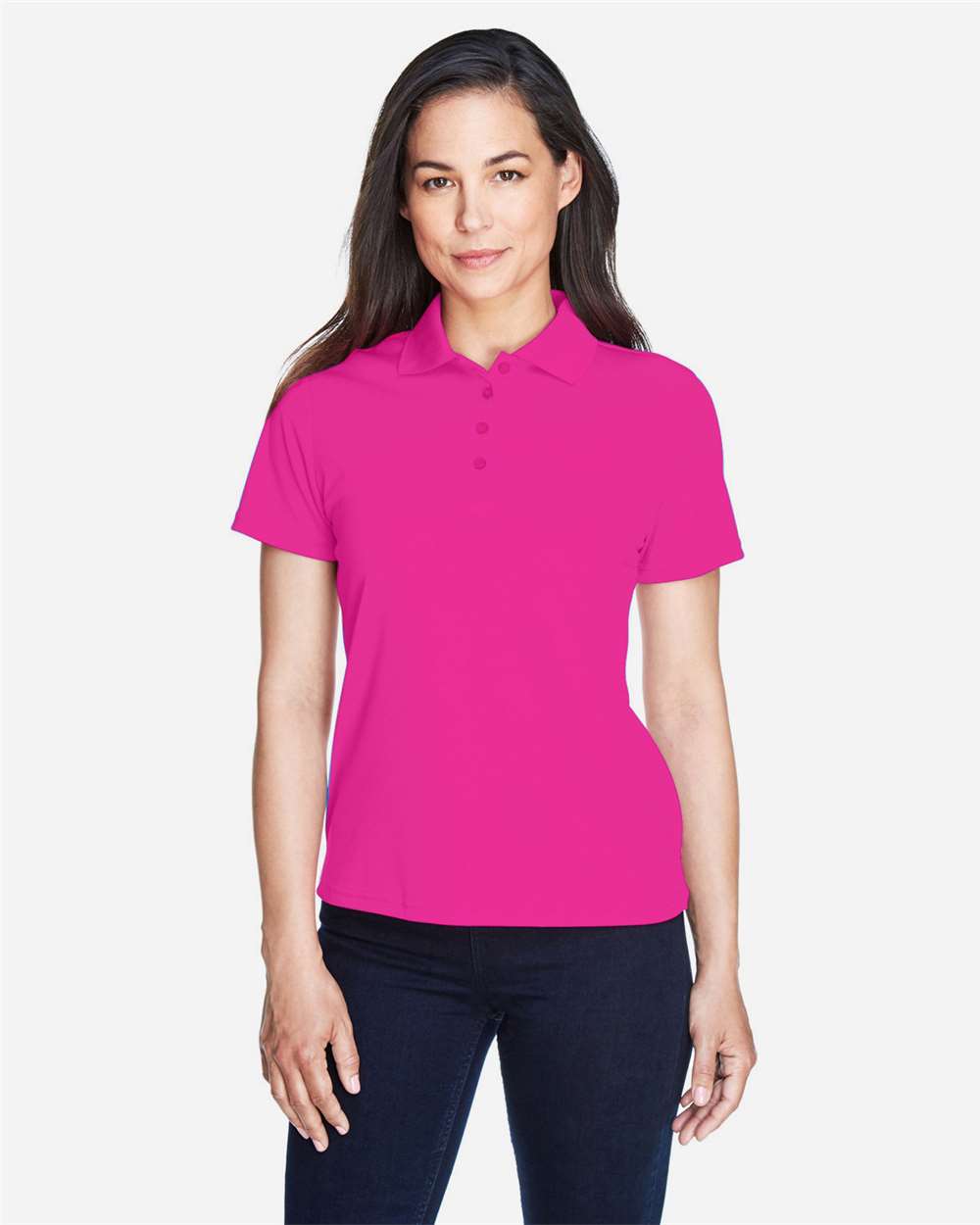 Women's Origin Performance Piqué Polo - OnModelFront - B205A7692 - Bright Magenta