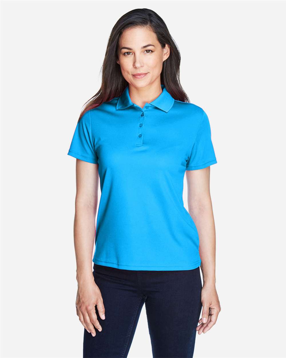 Women's Origin Performance Piqué Polo - OnModelFront - B205A7762 - Electric Blue