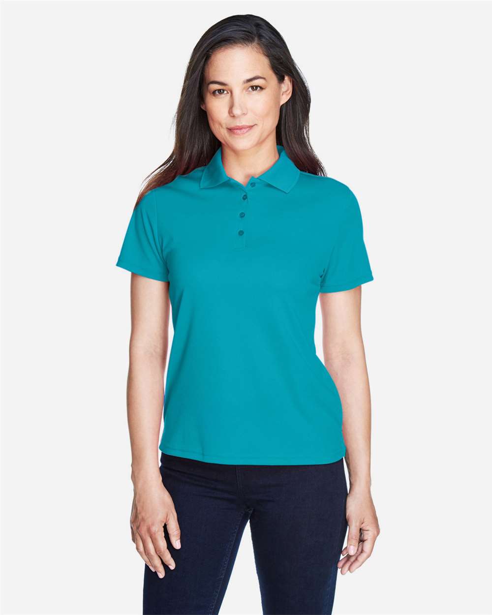 Women's Origin Performance Piqué Polo - OnModelFront - B205A7998 - Clear Teal