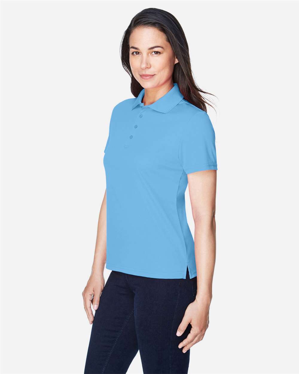 Women's Origin Performance Piqué Polo - OnModelSide - B205A7262 - Columbia Blue