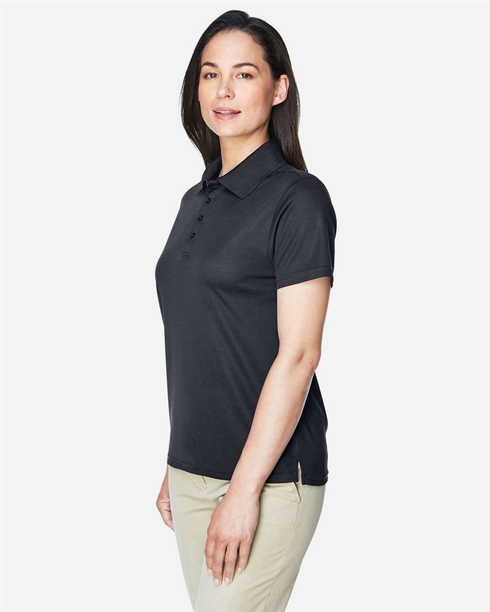 Women's Origin Performance Piqué Polo - OnModelSide - B205A7582 - Carbon