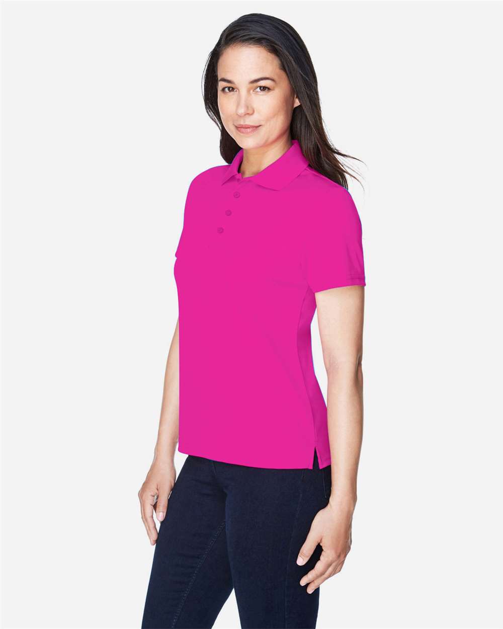 Women's Origin Performance Piqué Polo - OnModelSide - B205A7692 - Bright Magenta
