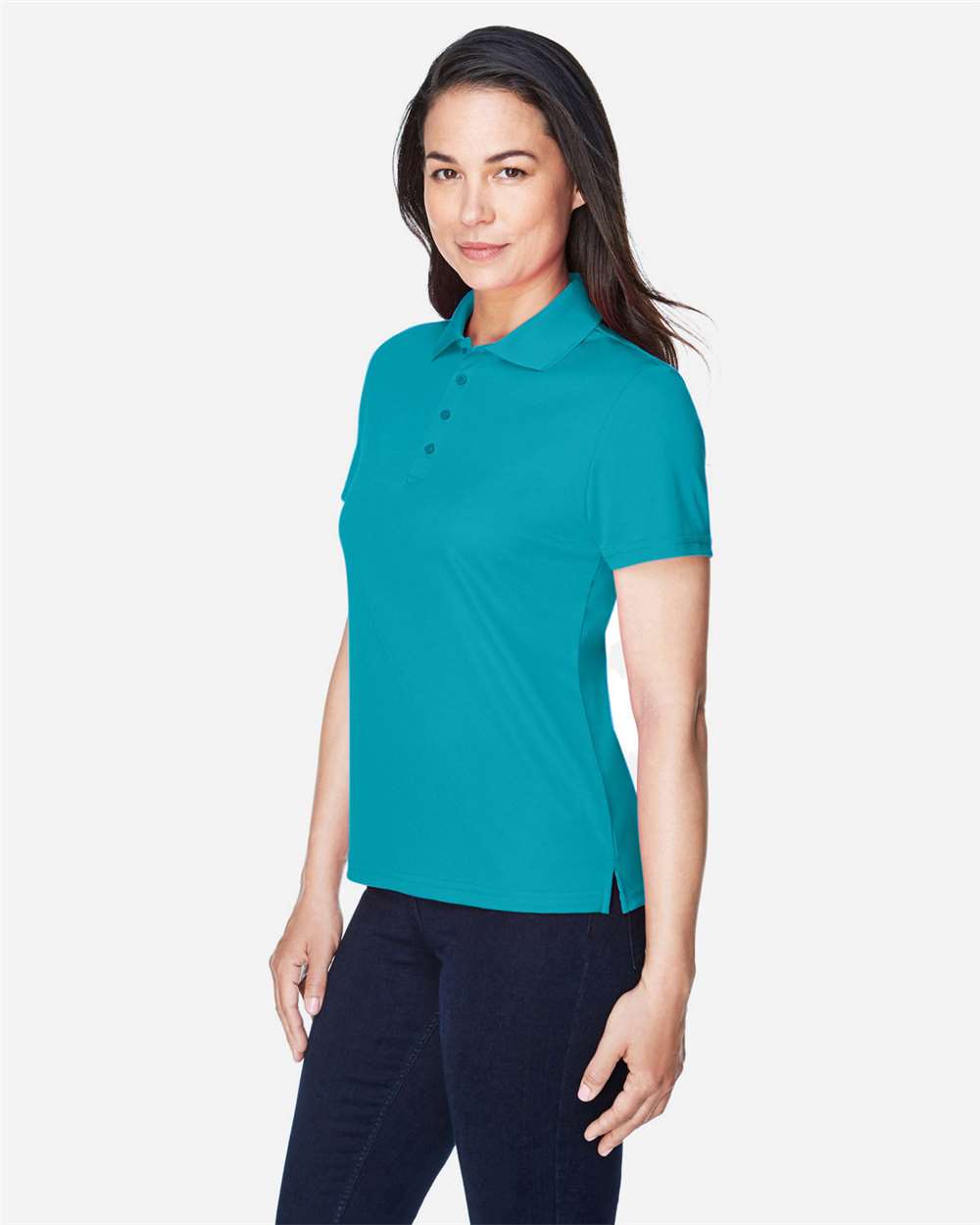 Women's Origin Performance Piqué Polo - OnModelSide - B205A7998 - Clear Teal
