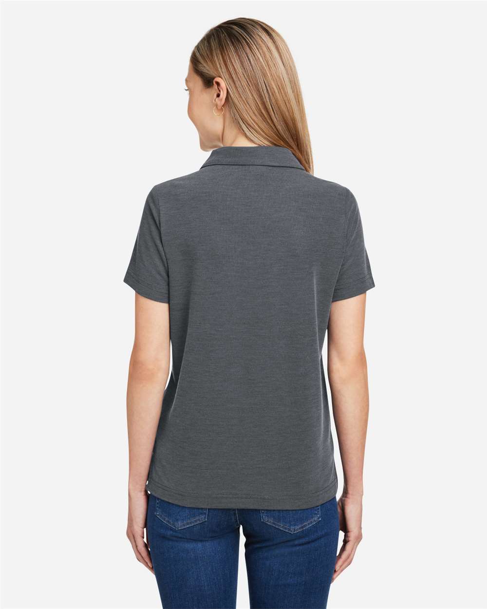 Women's Fusion ChromaSoft™ Pique Polo - OnModelBack - B280A7102 - Carbon Heather