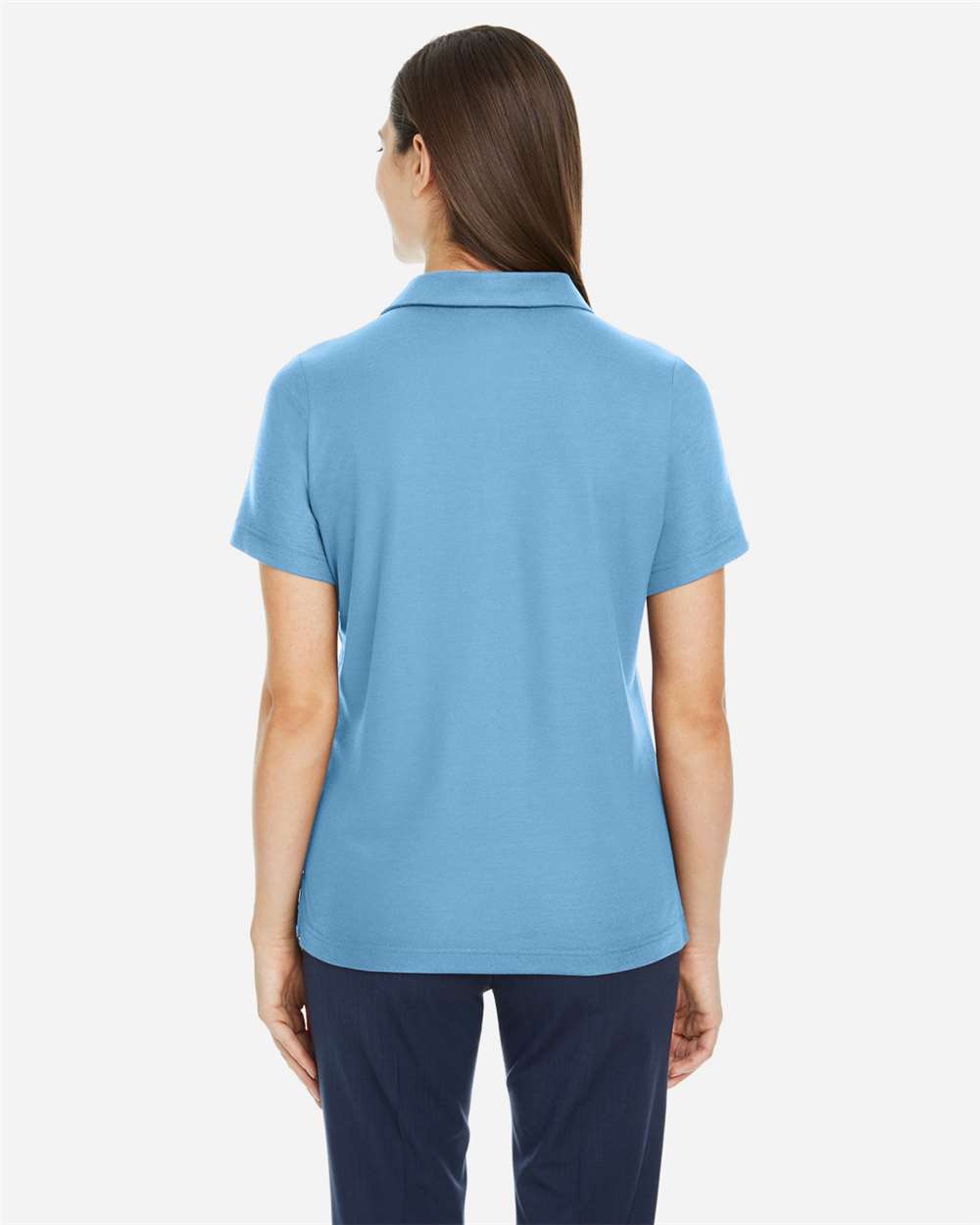 Women's Fusion ChromaSoft™ Pique Polo - OnModelBack - B280A7262 - Columbia Blue