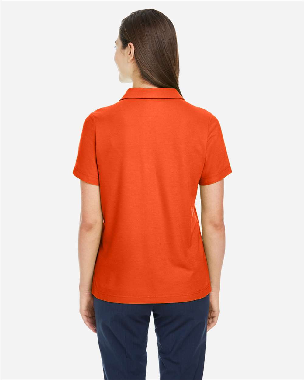 Women's Fusion ChromaSoft™ Pique Polo - OnModelBack - B280A7662 - Campus Orange