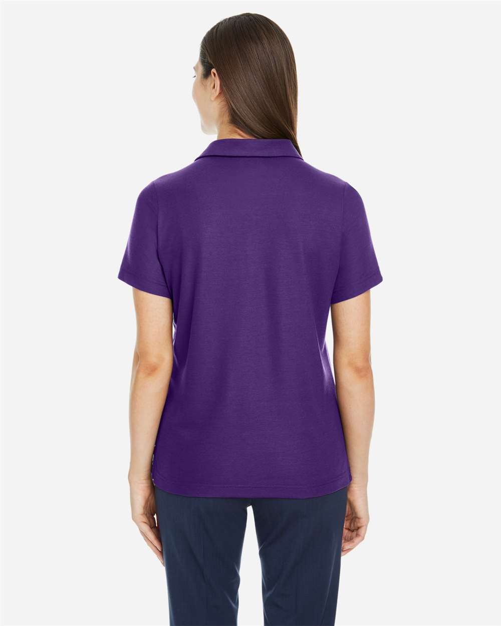 Women's Fusion ChromaSoft™ Pique Polo - OnModelBack - B280A7672 - Campus Purple