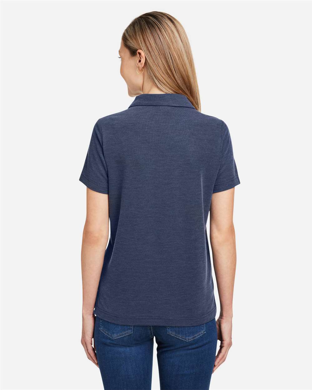 Women's Fusion ChromaSoft™ Pique Polo - OnModelBack - B280A7682 - Classic Navy Heather
