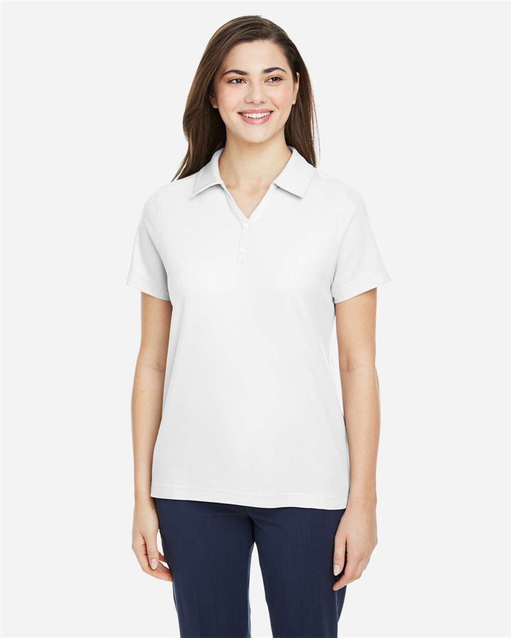 Women's Fusion ChromaSoft™ Pique Polo - OnModelFront - B280A7002 - White